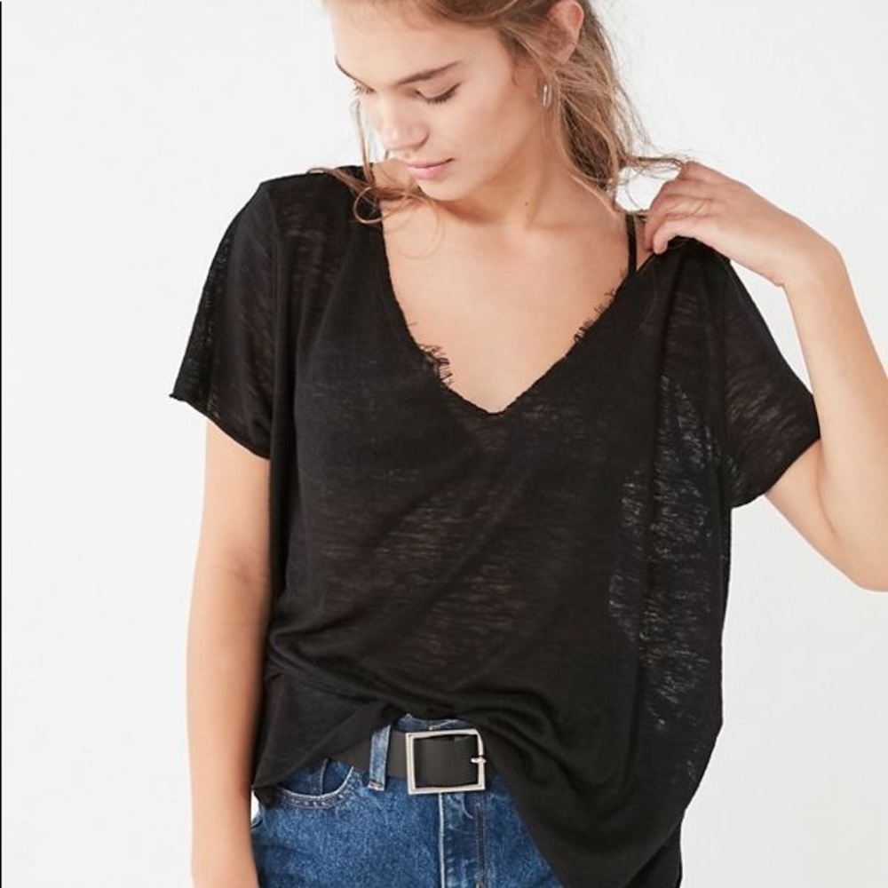 Urban outfitters project social v neck knit black tee